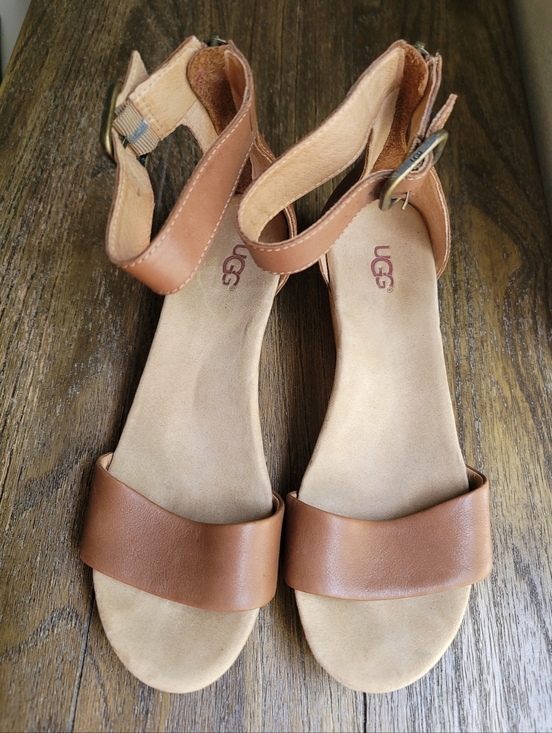 UGG Shoes - UGG Women's Brown Leather Ankle-Strap Sandals